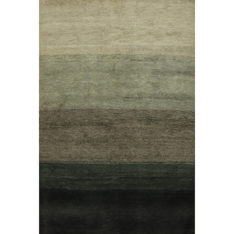 Hand Knotted Oriental 100% Wool Carpet Modern Stripe Multi-Colored Gabbeh Area Rug - 6' 4'' X 5' 0''