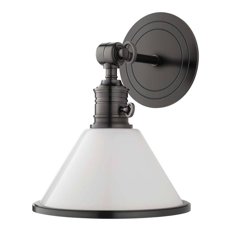 Hudson Valley Lighting Garden City 11" Tall Wall Sconce with White - Old Bronze
