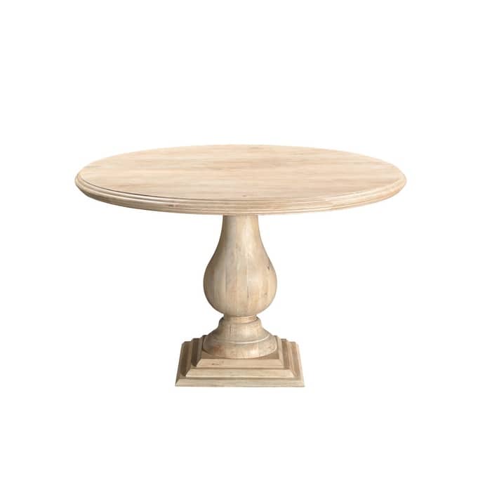 HomeRoots 48" Natural Solid Wood Pedestal Base Round Top Dining Table - 48 in. x 30 in. x 48 in.