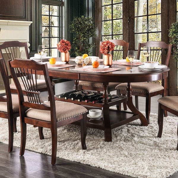 slide 1 of 8, Furniture of America Coso Cherry 78-inch Expandable Dining Table