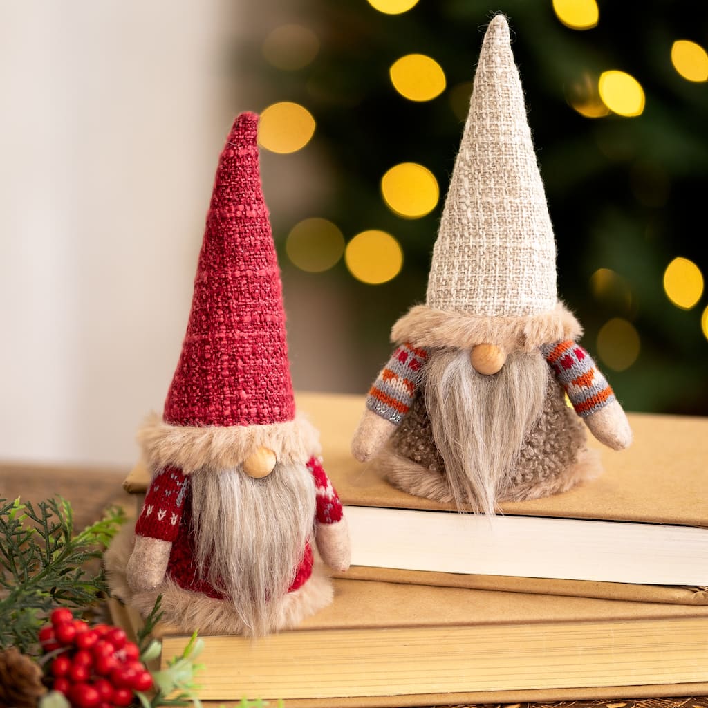 Nordic Gnomes Christmas Decorations - 6.5" - Set of 2