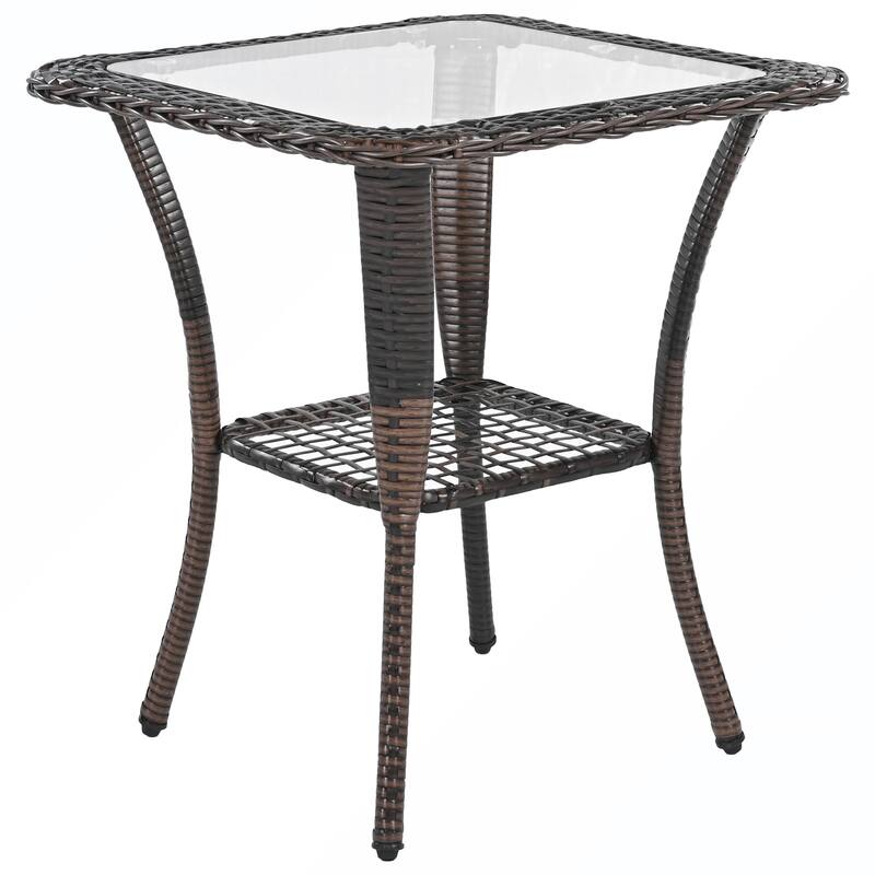 3PCS Rattan Swivel Chair and Table Set