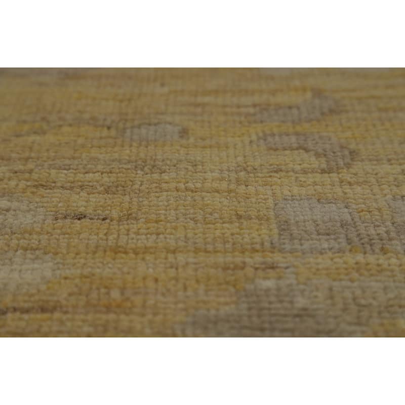 Vegetable Dye Oushak Turkish Area Rug Handmade Yellow Wool Carpet - 8'3" x 9'10"