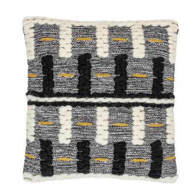 Black, White & Yellow Square Wool Blend Pillow