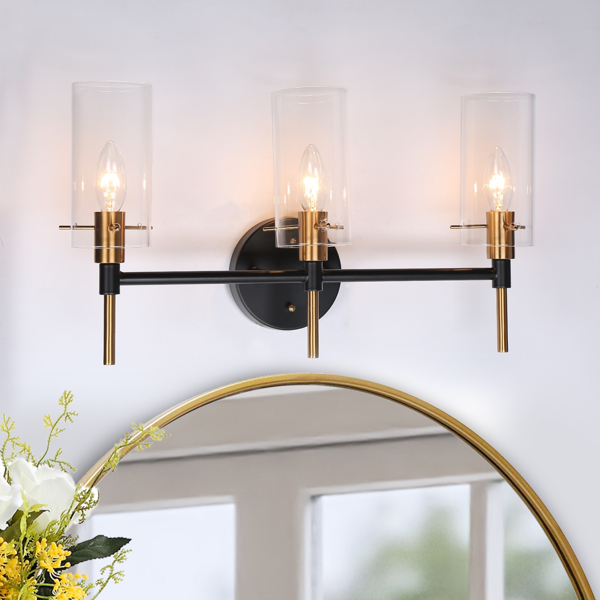 Alva Black Gold 3 Light Modern Vanity Lights Bathroom Light