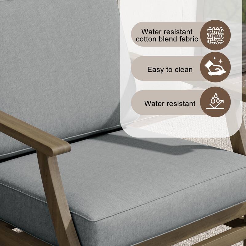 Teak Outdoor Patio Club Chairs Loveseat with Cushions