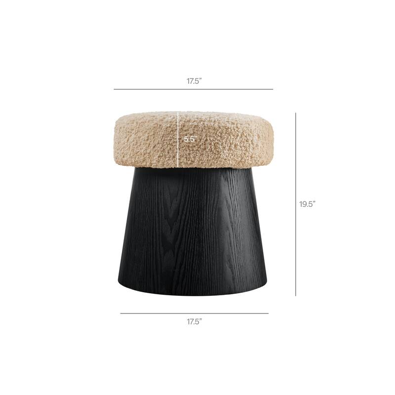 Ketra Round Faux Shearling Ottoman Footstool