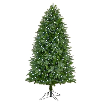 6.5' Fraser Fir Artificial Christmas Tree with 550 Gum Ball LED Lights with Instant Connect Technology and 965 Bendable Branches