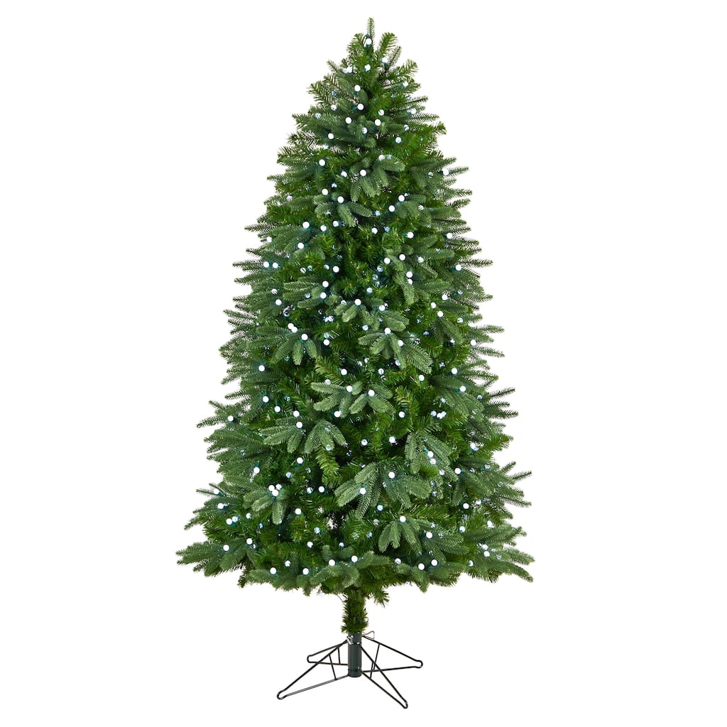 6.5' Fraser Fir Artificial Christmas Tree with 550 Gum Ball LED Lights with Instant Connect Technology and 965 Bendable Branches