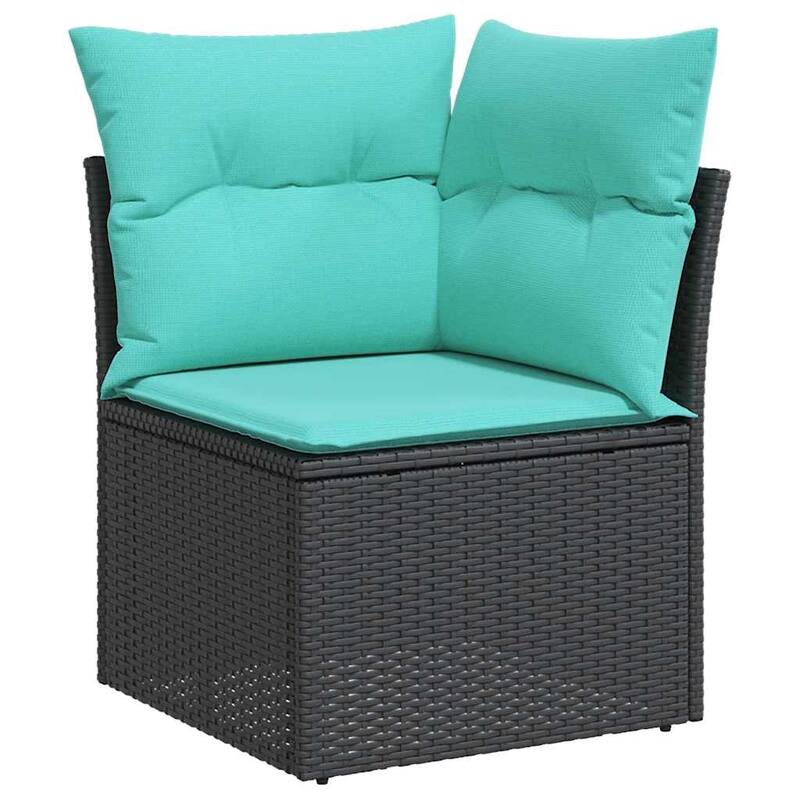 vidaXL Patio Sofa Set with Cushions Table and Couches 11 Piece Poly Rattan - 24.4" x 24.4" x 27.2"