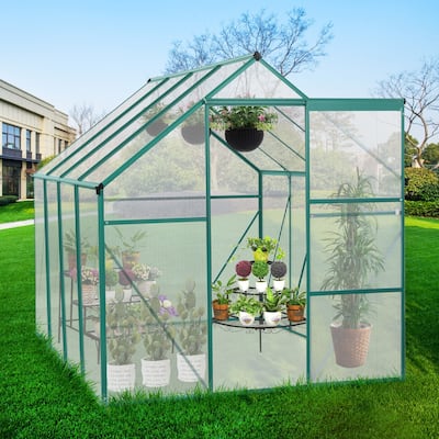 74.80 in. W x 98.43 in. D x 76.77 in. H Outdoor Walk-in Aluminium Green Hobby Greenhouse