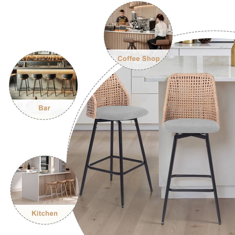 28.8" Indoor Swivel Wicker Barstools