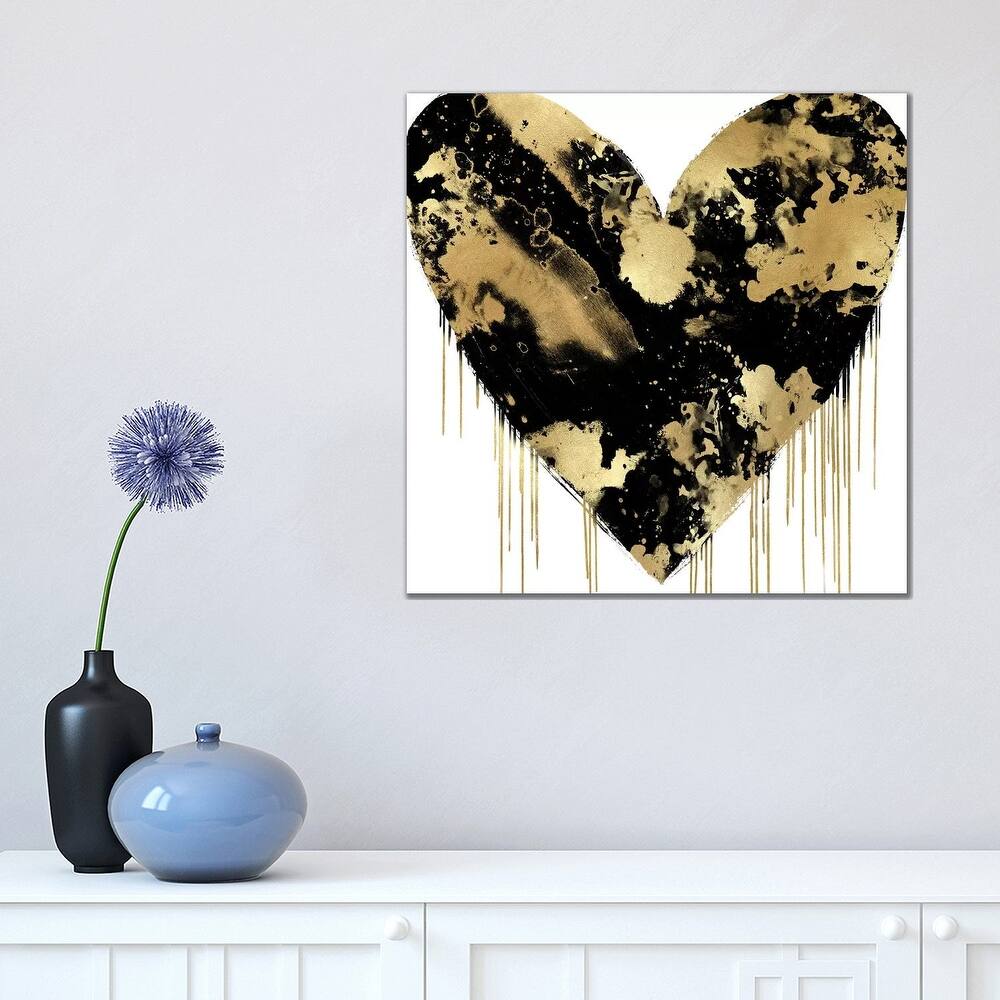 iCanvas "Big Hearted Black and Gold" by Lindsay Rodgers Canvas Print
