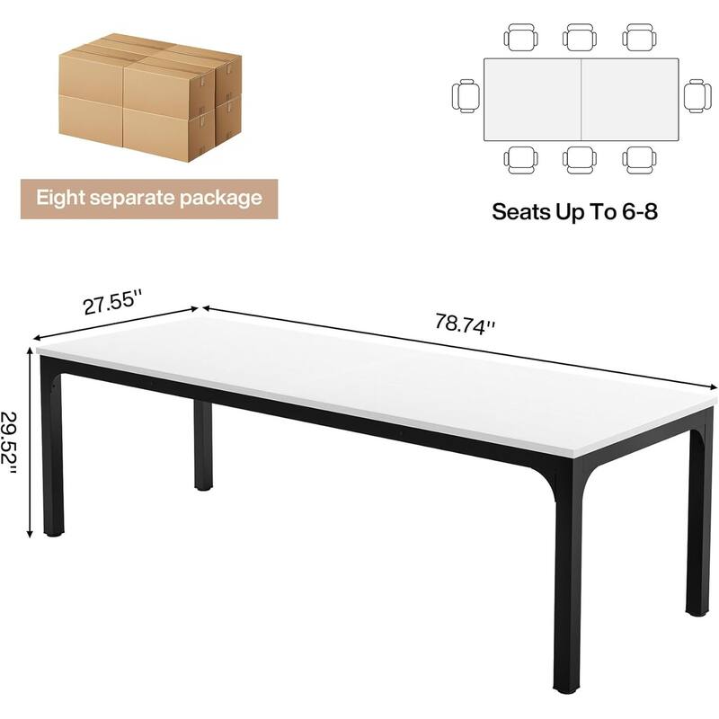 78.74-Inch Conference Table Set,13FT Conference Room Table, Large Rectangle Meeting Seminar Tables Set,Long Business Tables