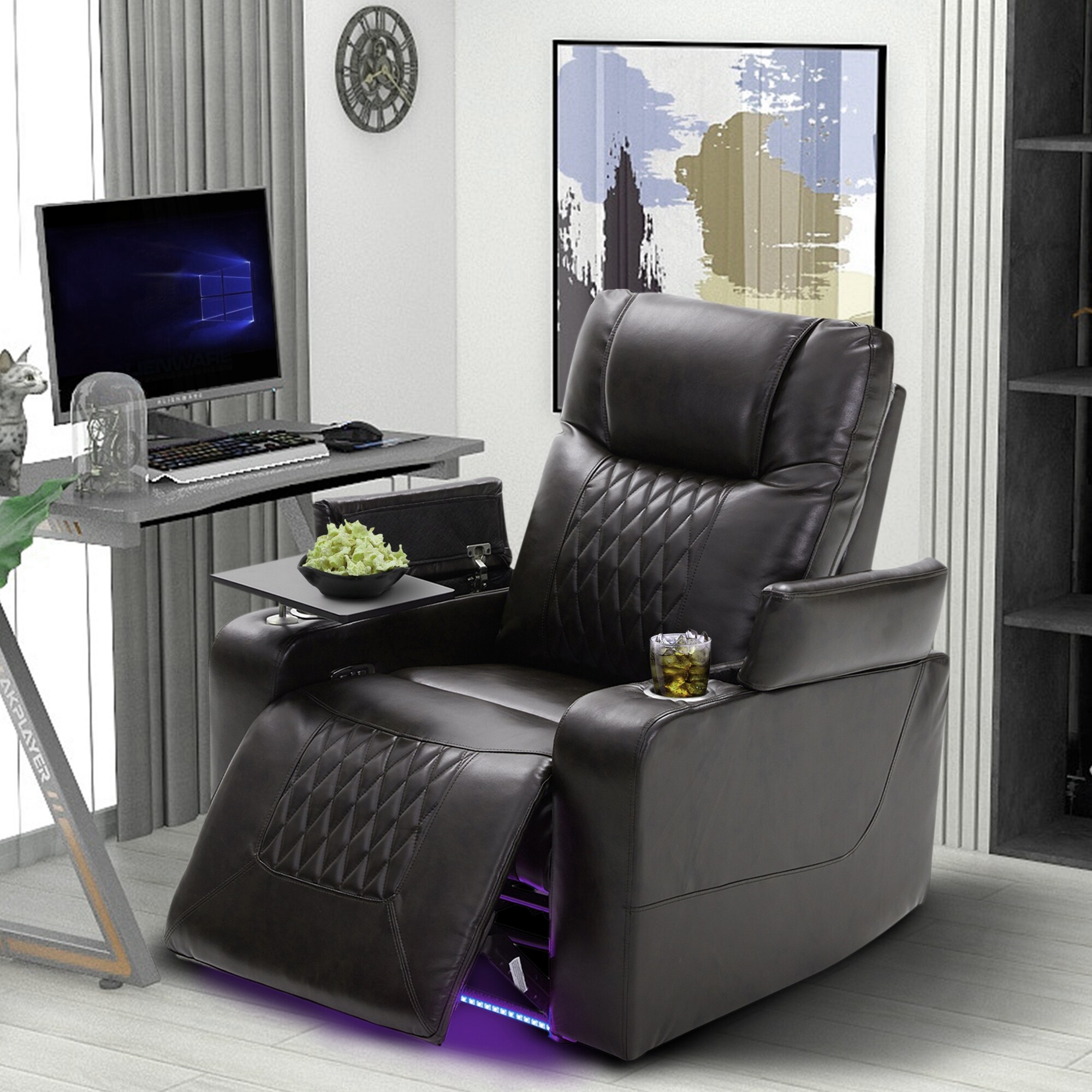 USB Port Motion Power Recliner Side Arm Storage Recliner Chair