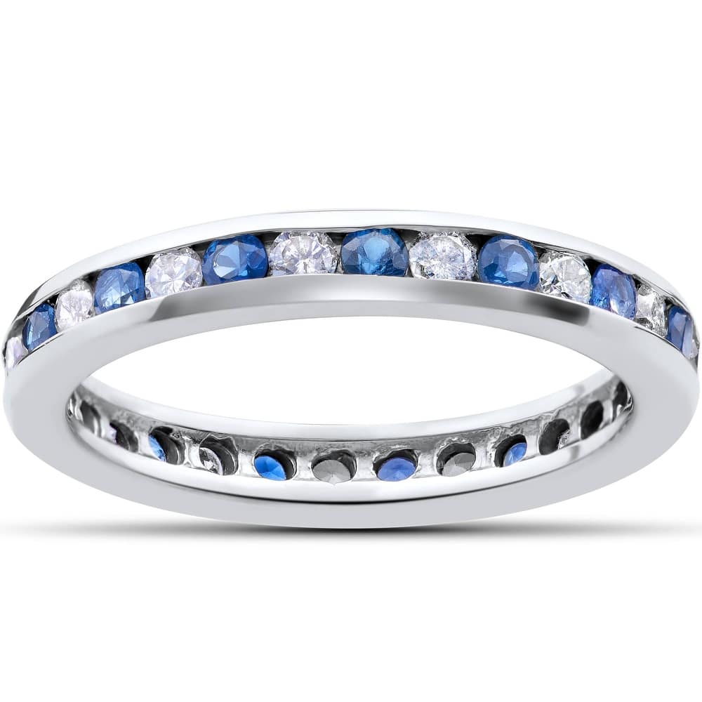 Bliss Diamond 1 1/2ct Diamond & Sapphire Eternity Ring White Gold