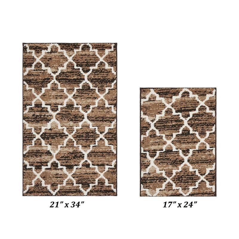 Better Trends Savio Collection 100% Micro Polyester Rectangle Soft Plush & Absorbent Water Machine Washable 2 Piece Bath Rug Set