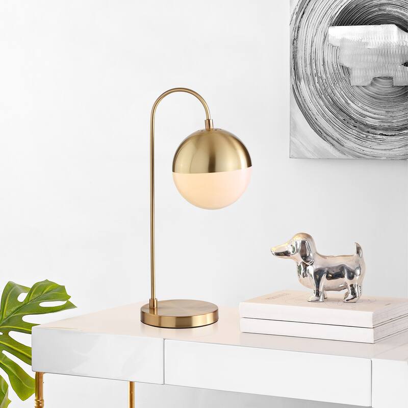 SAFAVIEH Lighting Laurenza 21-inch Mid-Century Brass Gold Led Task Table Lamp