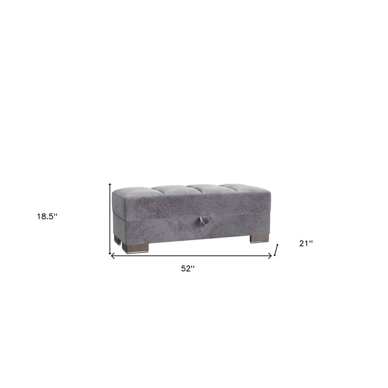 HomeRoots 52" Gray and Brown Microfiber Storage Ottoman
