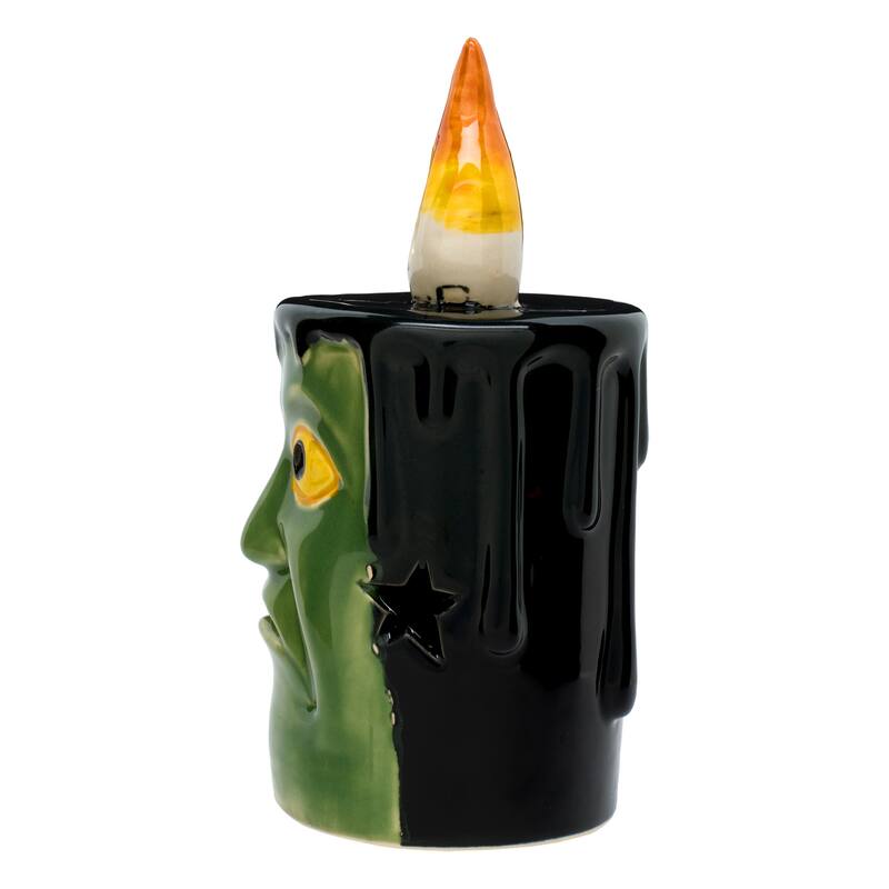 National Tree Company 6" Green Halloween Porcelain Candle (Set of 2) - 6 in