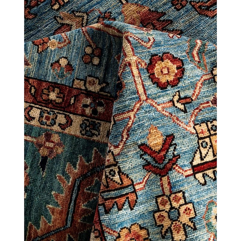 Serapi One-of-a-Kind Hand-Knotted Area Rug - Light Blue, 9' 0" x 11' 10" - 9' 0" x 11' 10"