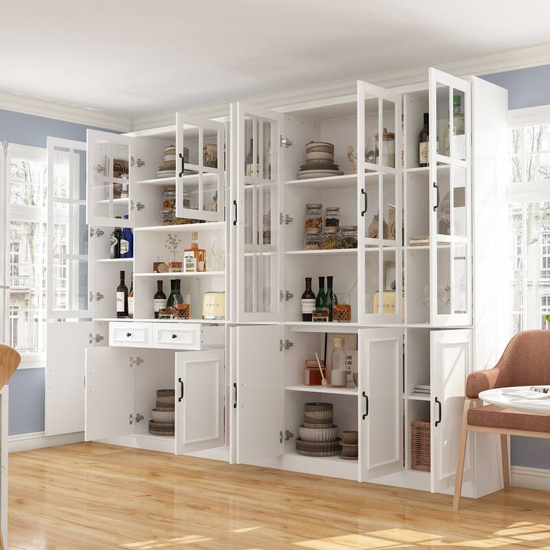 China Cabinet with Tempered Glass Doors Glass Door Storage Cabinet