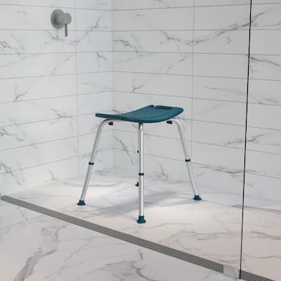 Tool-Free 300 Lb. Capacity, Adjustable Bath & Shower Chair w/Non-slip Feet - 17"D x 19"W x 14.5" - 21.5"H