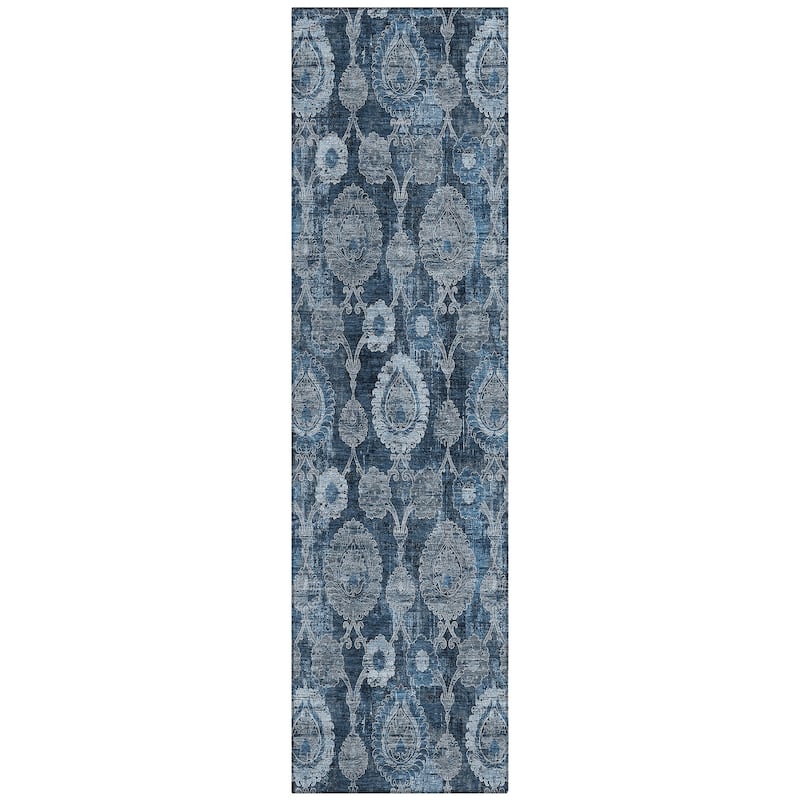 Machine Washable Indoor/ Outdoor Chantille Casual Floral Rug