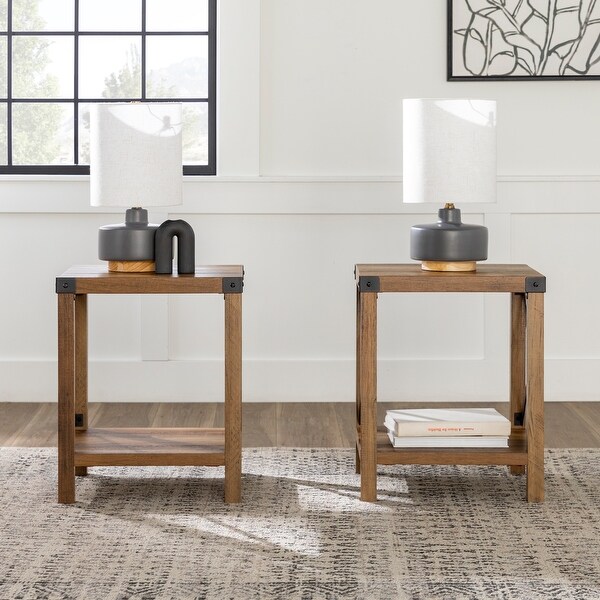 Walker Edison Kujawa 18-inch X-side Accent Table (Set of 2) - Bed