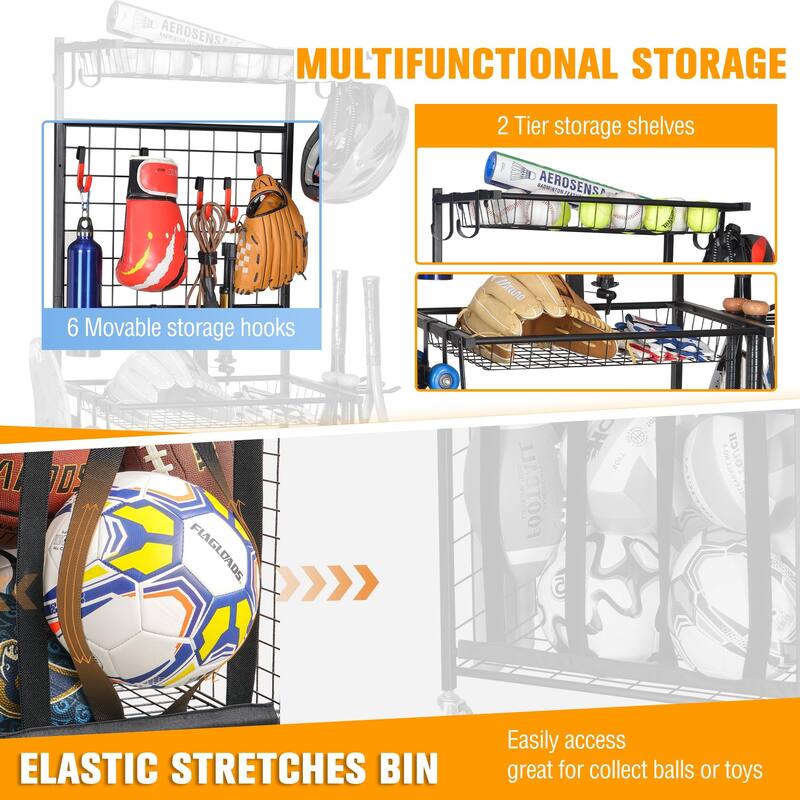 Multi-Functional Garage Storage Rack for Sporting Goods and Toys