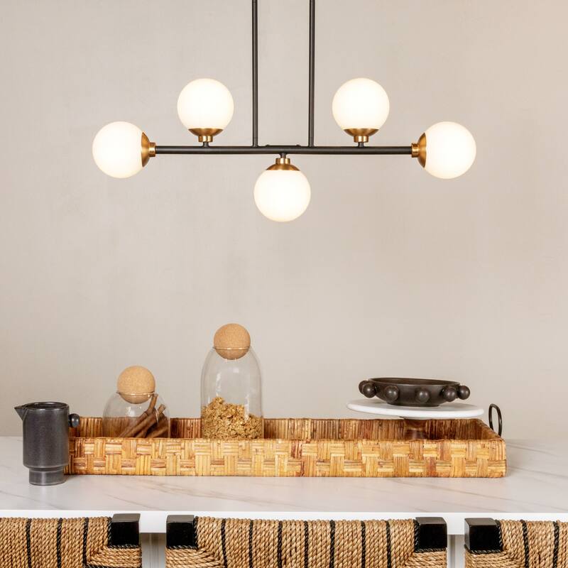 Robert Stevenson Lighting Lorne - Metal and Frosted Glass Chandelier