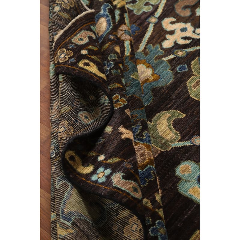 Hand Knotted Oriental 100% Wool Carpet Transitional All-Over Brown Oushak Area Rug - 10' 0'' X 8' 1''