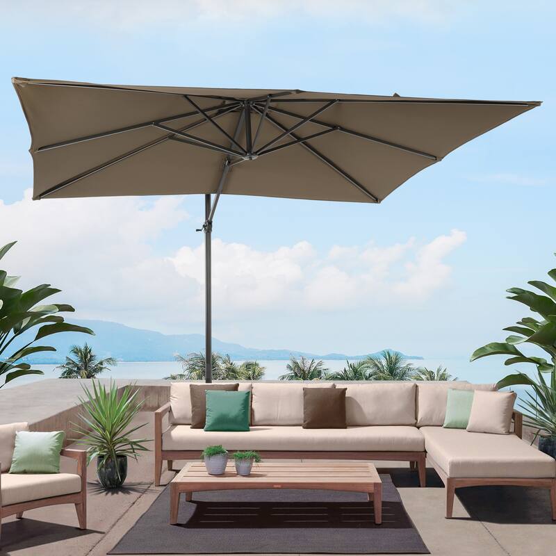 BONOSUKI 10x8FT Cantilever Patio Umbrella 360 Rotation and Canopy