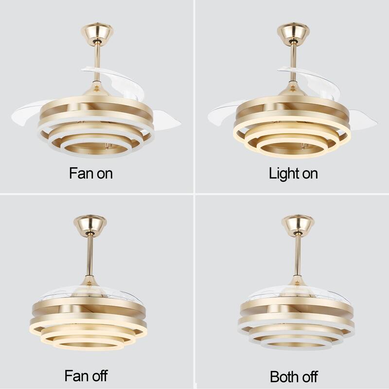 Oaks Aura 42in. DIY Shape Retractable Ceiling Fan With Lights, 6-Speed Latest DC Motor Color Changing Remote Control Ceiling Fan