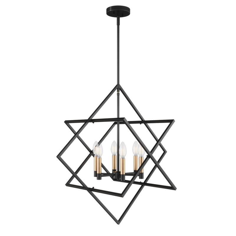 Modern Black 6-Light Geometric Lantern Hanging Light Fixture