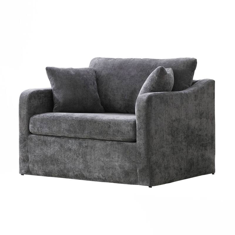 Modern Upholstered Farmhouse Performance Accent Chair , Reading Armchair Single Sofa with Two Bolster Pillows