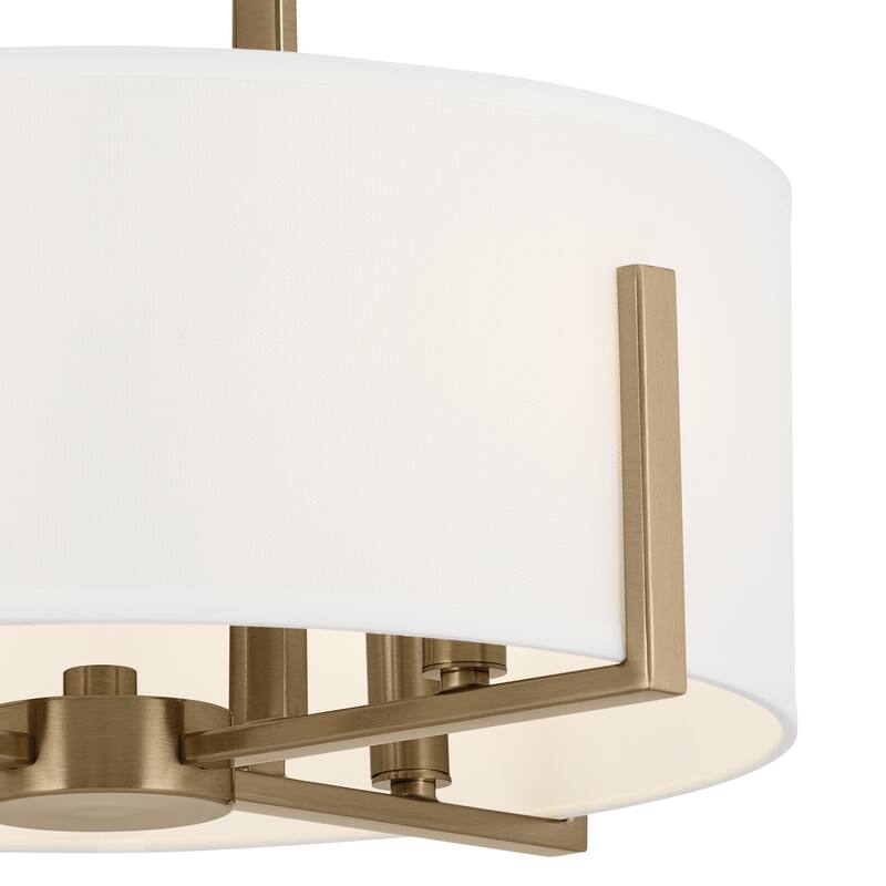 Kichler Lighting Malen 15.5 in. 4-Light Champagne Bronze Convertible Semi-Flush Mount Light with Fabric Shade