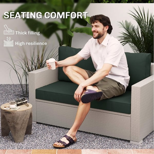 Outdoor Loveseat Cushion Set (Set of 1 Seats,48x24in, 2 Backs,24x18in )