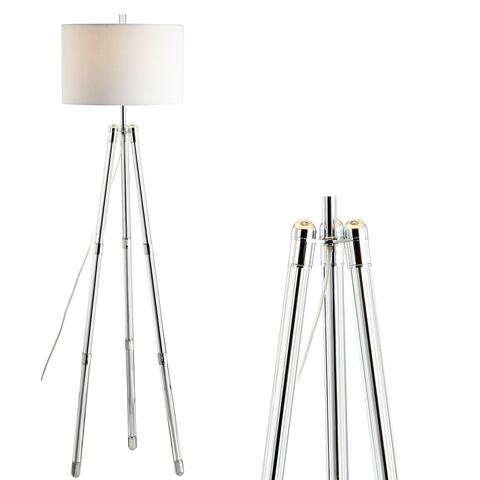 Taylor 60" Surveyor's Tripod Metal/Crystal LED Floor Lamp, Chrome by JONATHAN Y
