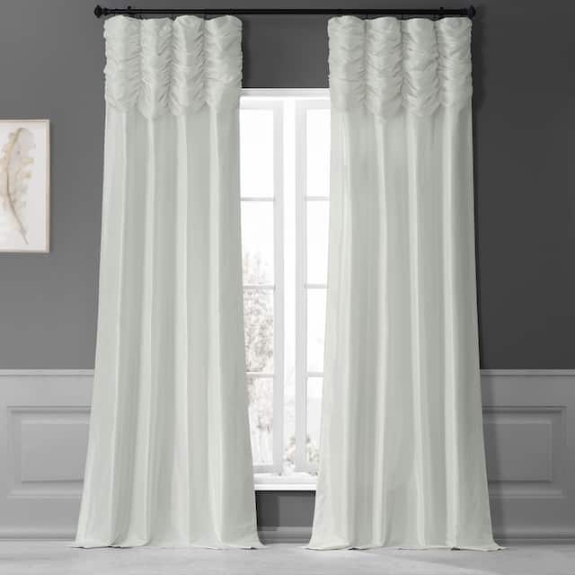 Exclusive Fabrics Single Ruched Faux Solid Taffeta Curtain (1 Panel) - 50 X 84 - Eggshell