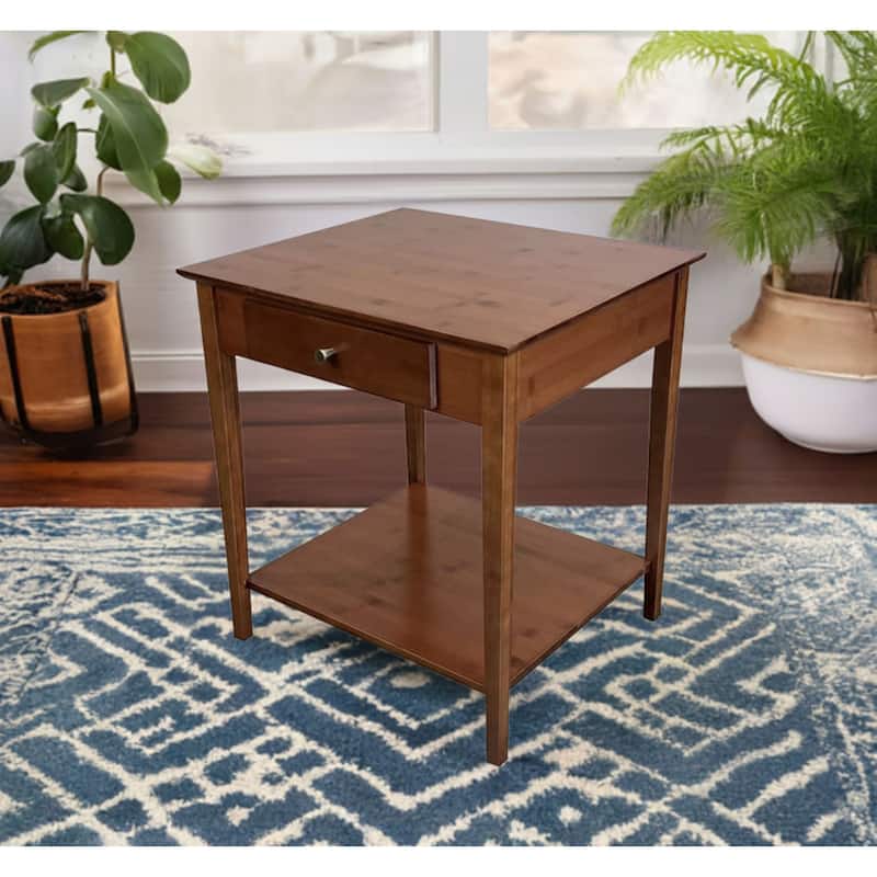 Solid Bamboo End Table with Drawer