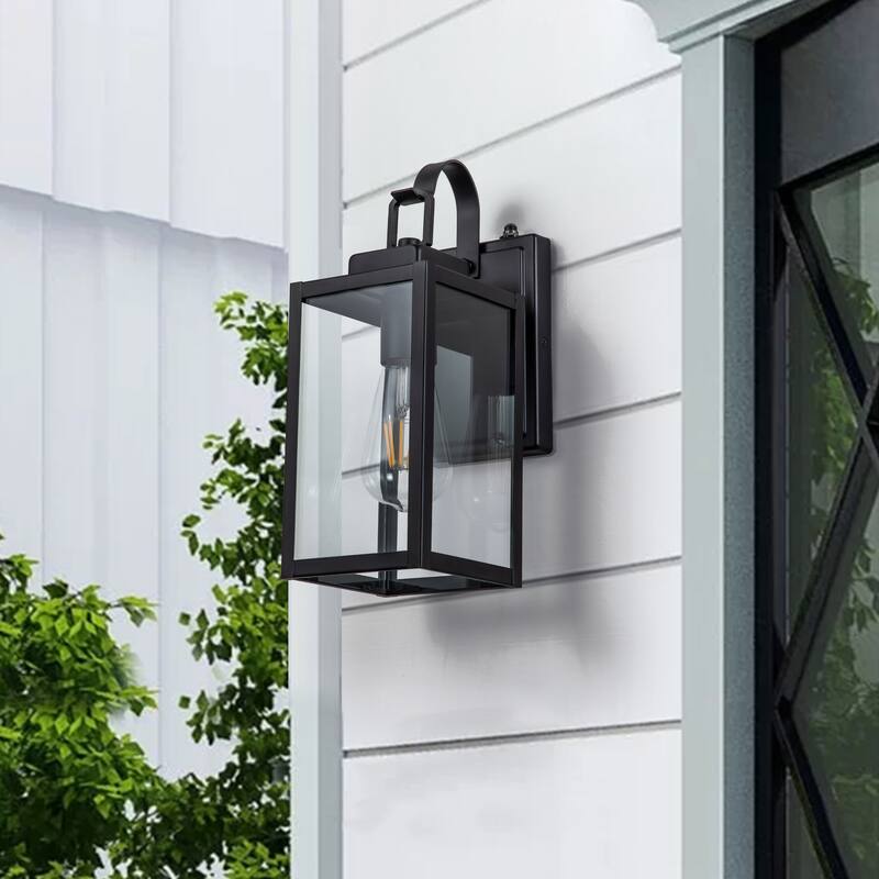C Cattleya 2-Pack Matte Black Dusk to Dawn Outdoor Wall Light Fixture