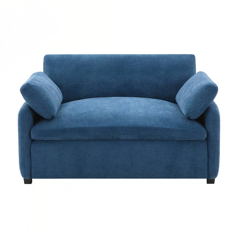Oversized Chenille Single Sofa Chair,Wide and Deep Seat Accent Chair,Modern Upholstered Comfy Armchair - Blue