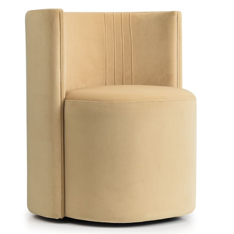 Velvet Swivel Dining Chairs with Rolling Casters, Upholstered Barrel Back Dining ArmChairs