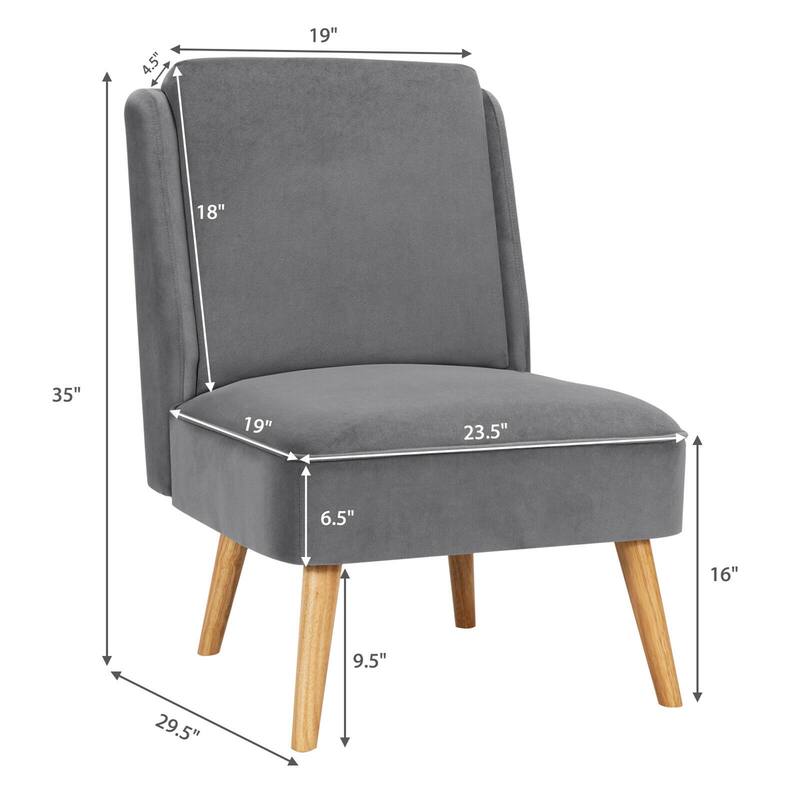 Gymax 2PCS Velvet Accent Chair Single Sofa Chair Leisure Chair with - 19'' x 23.5'' x 16''
