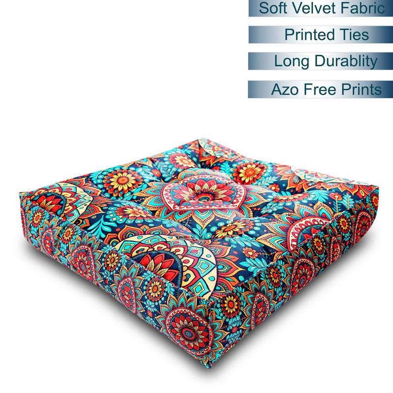 Handmade Thick Floor Pillow Cushion for Fireplace Yoga Living Room Sitting | 20x20 Inches