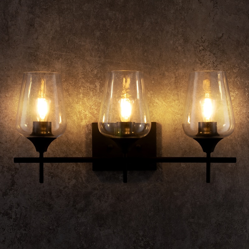 CO-Z Matte Black Vanity Light Sconce w Clear Glass Shade
