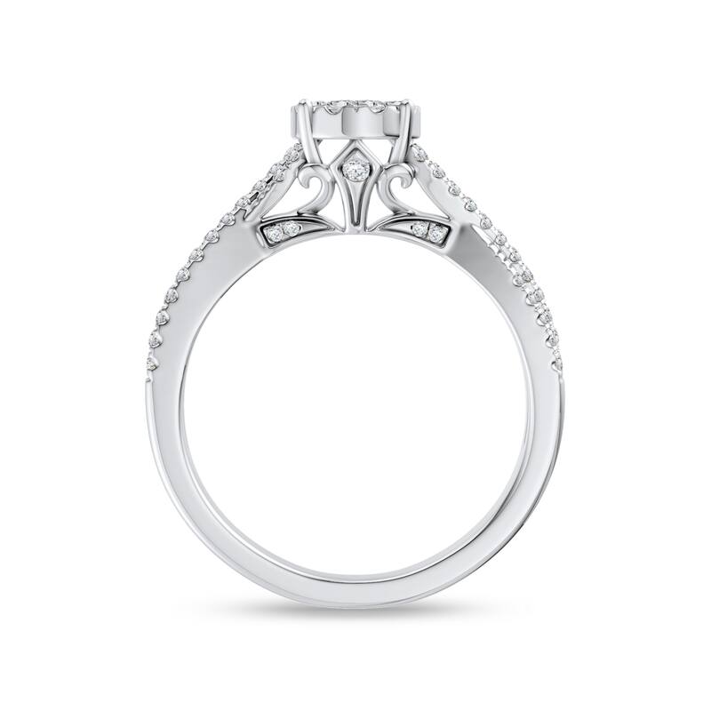 IGI Certified 1/2ct TDW Diamond Cross Over Engagement Ring in 10K Gold for Women