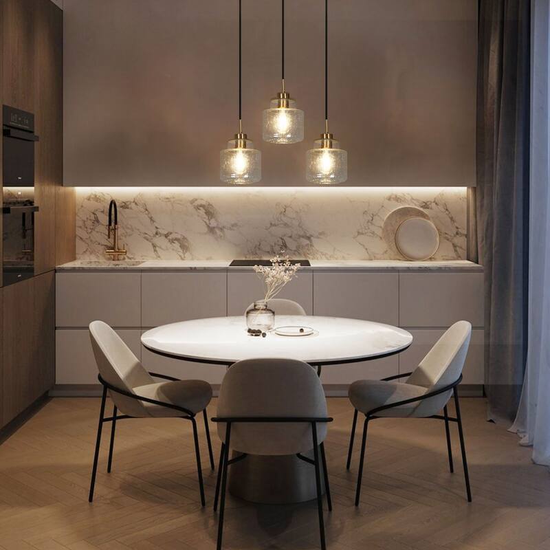 Yarge Modern Mini 1-Light Water-drop Glass Pendant Abstract Brass Gold Adjustable Kitchen Island Lighting - D 6.7" x H 15.5"