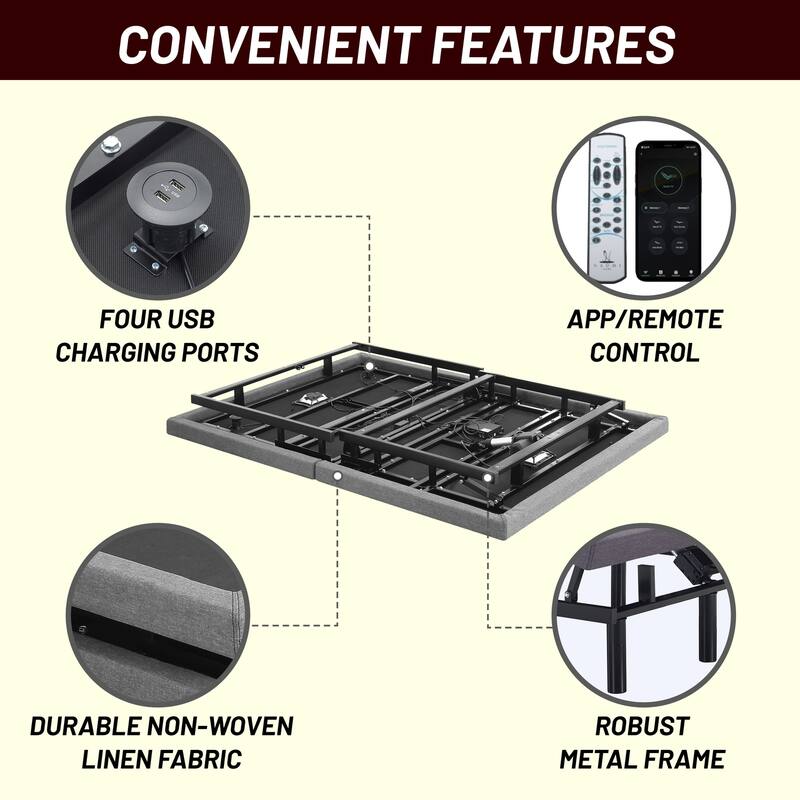 FlexiRest: Pain Relieving Adjustable Bed Frame, 3 Mode Massage with Timer, Zero Gravity Adjustable Bed Base, 3 Speed